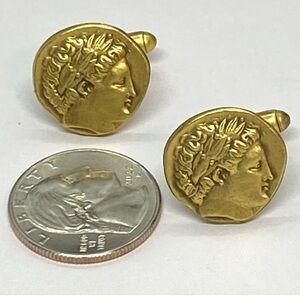 ALVA museum replica gold plated emperor head coin Cufflinks